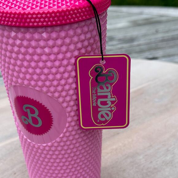 Barbie The Movie Pink Studded Tumbler Cup & Straw NIB Exclusive Acrylic Travel - Picture 11 of 13